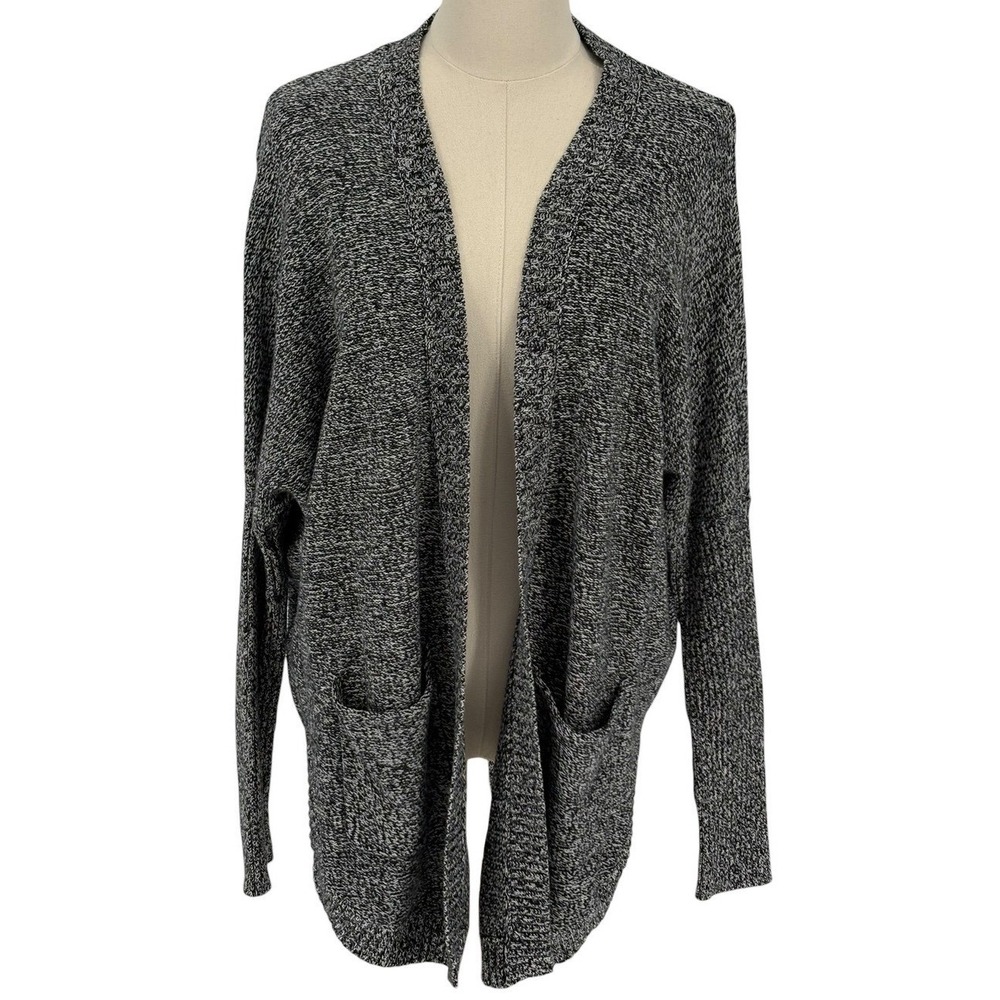 Express Marled Knit Open Front Cardigan Sweater Women Black White Size M